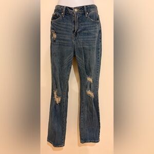 Fashion Nova Blue Distressed Flare Jeans